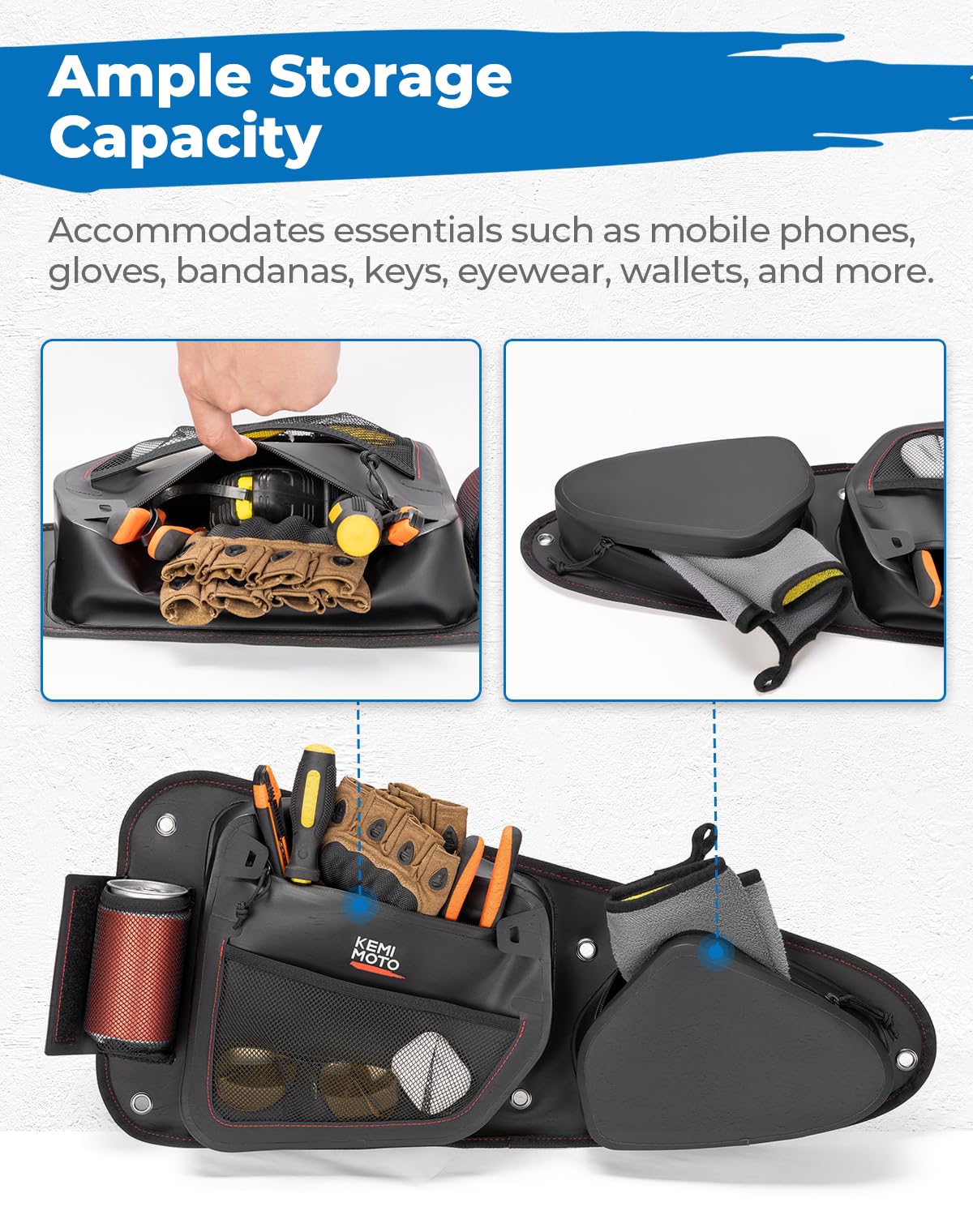 Kemimoto '14-'23 Polaris RZR XP 1000 Trail S 900 TPU New Fabric IPX6 Door Bags