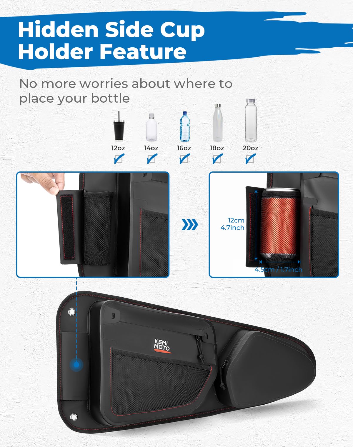 Kemimoto '14-'23 Polaris RZR XP 1000 Trail S 900 TPU New Fabric IPX6 Door Bags