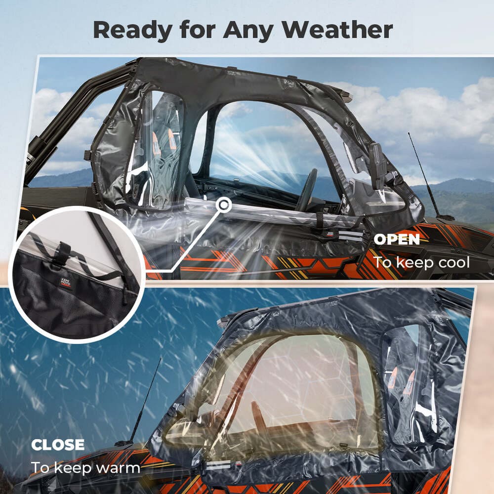 Kemimoto '14-'23 Polaris RZR XP 1000/XP Turbo UTV Soft Upper Door Cab Enclosure Set