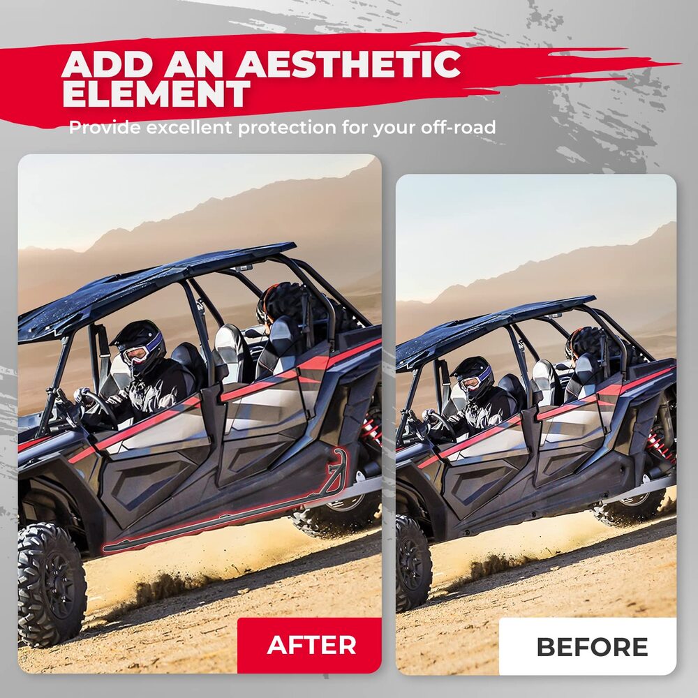 Kemimoto '14-'23 Polaris RZR XP 4 1000/ 4 Turbo Steel Nerf Bars Fit