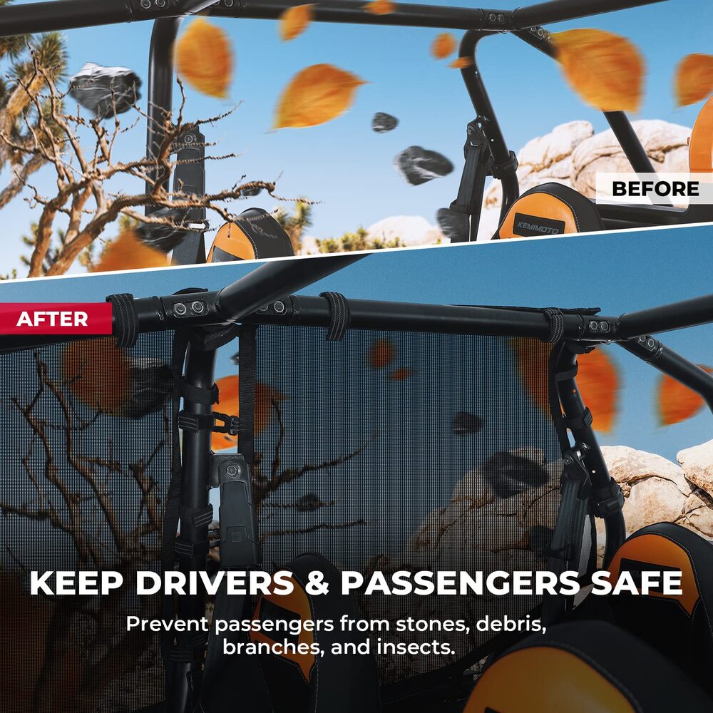 Kemimoto '14-'23 Polaris RZR XP 4 1000 PVC Mesh Window Nets / Door Nets