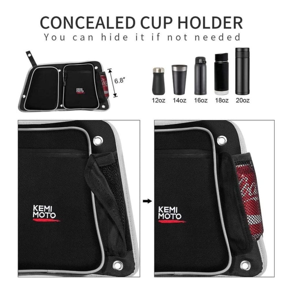 Kemimoto '14-'23 Polaris RZR XP 4 1000 Rear Door Bags w/ Knee Pad