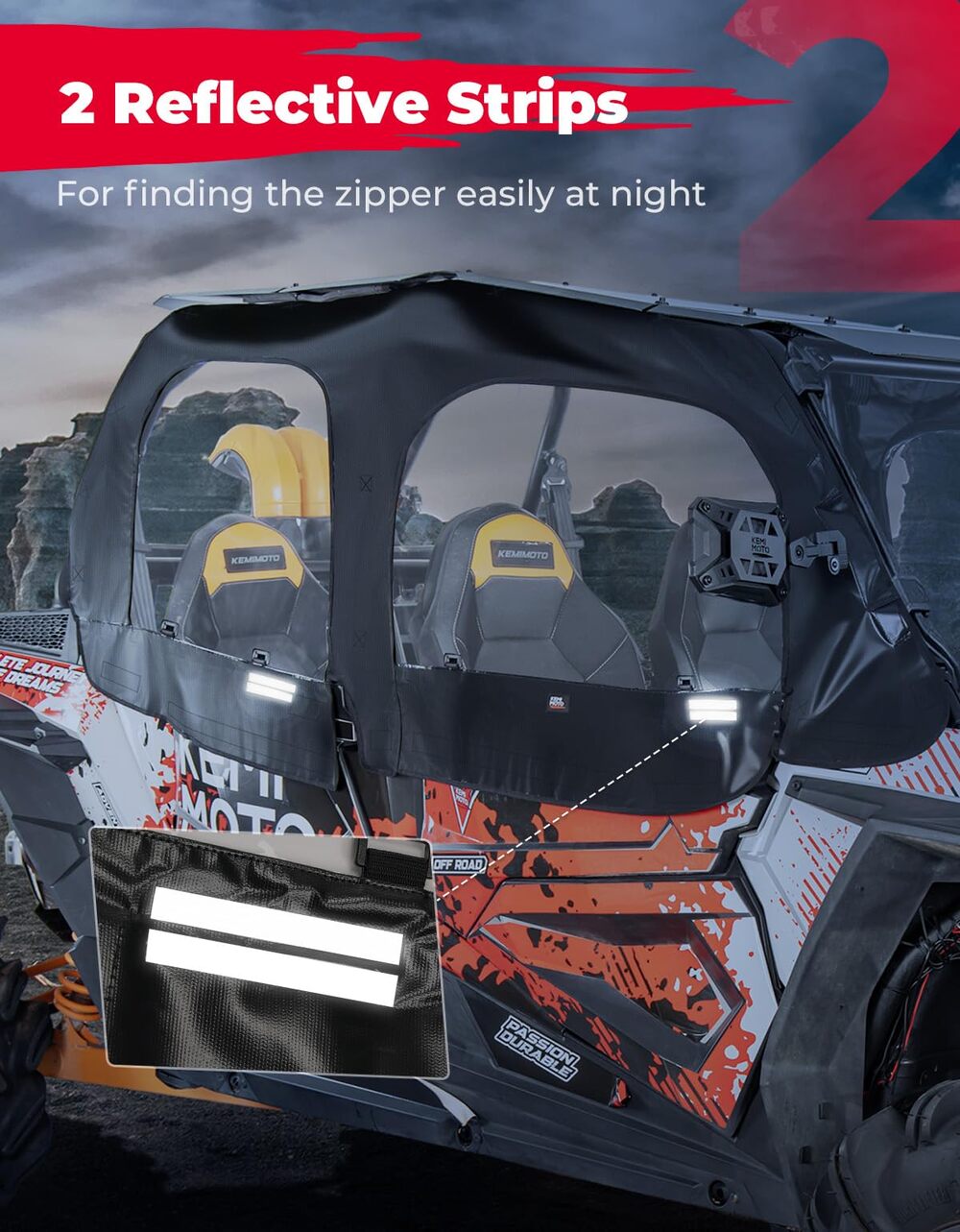 Kemimoto '14-'23 Polaris RZR XP 4 1000 Soft Upper Door Cab Enclosure S