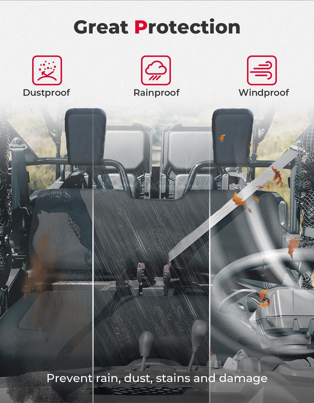 Kemimoto '14-'24 Honda Pioneer 700 Seat Covers - Black