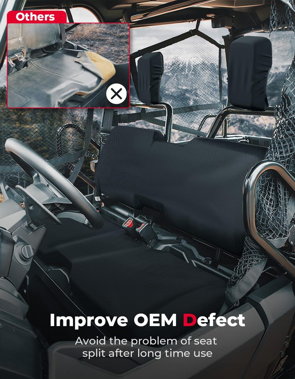 Kemimoto '14-'24 Honda Pioneer 700 Seat Covers - Black