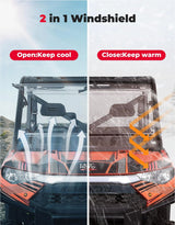 Kemimoto '14-'25 Polaris Ranger XP 1000 2-in-1 Flip Windshield