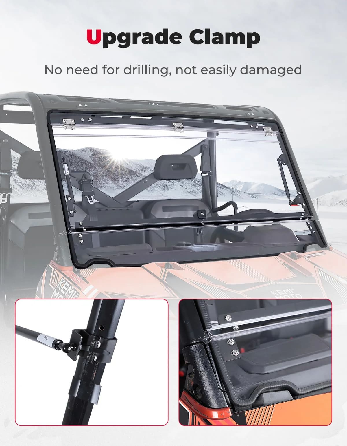 Kemimoto '14-'25 Polaris Ranger XP 1000 2-in-1 Flip Windshield