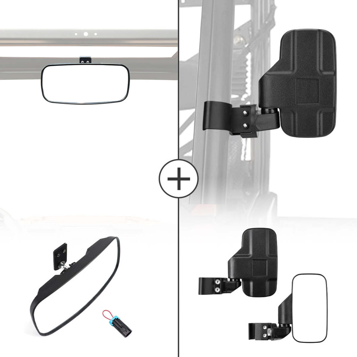 Kemimoto '15-'24 Polaris Ranger XP 1000 Rear View Mirror & Side Mirrors