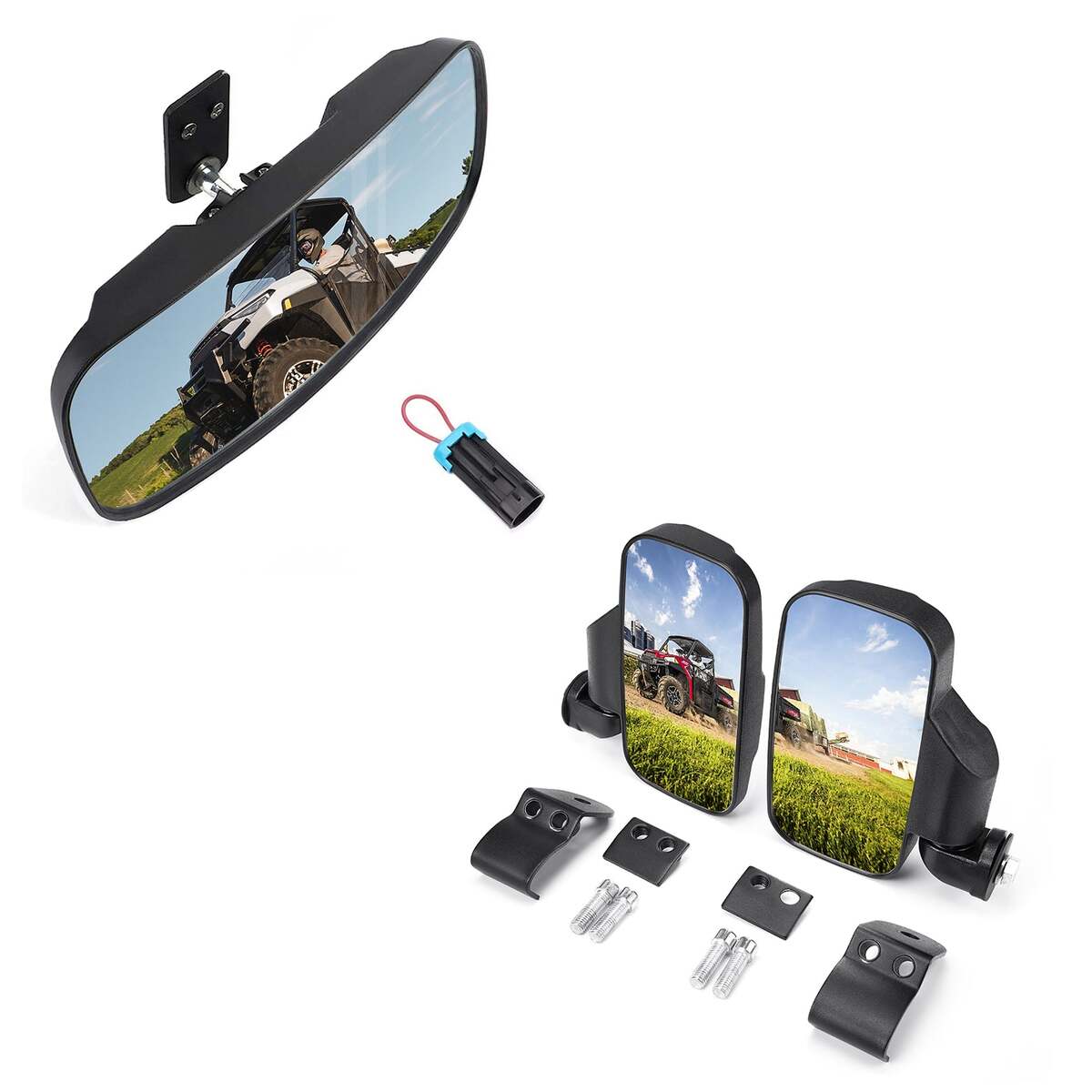 Kemimoto '15-'24 Polaris Ranger XP 1000 Rear View Mirror & Side Mirrors