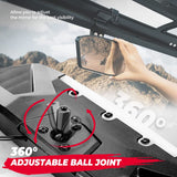 Kemimoto '15-'24 Polaris Ranger XP 1000 UTV Rear View Mirror with Led Light