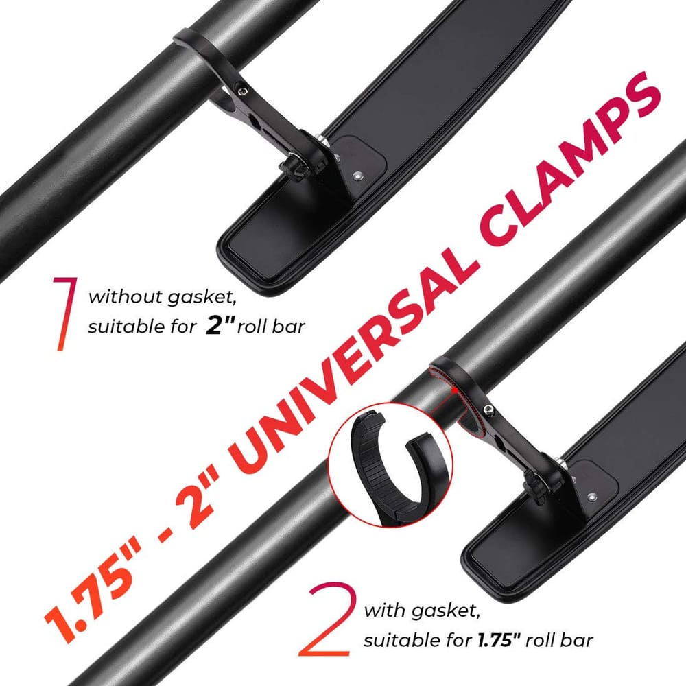 Kemimoto 15" UTV Race Convex Center Rearview Mirror w/ 3/4 1.75" or 2" Clamps