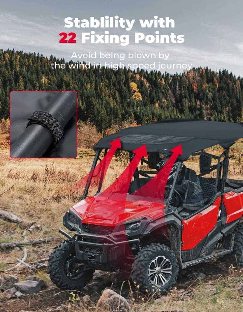 Kemimoto '16-'23 Honda Pioneer 1000-5 Upgraded Soft Roof