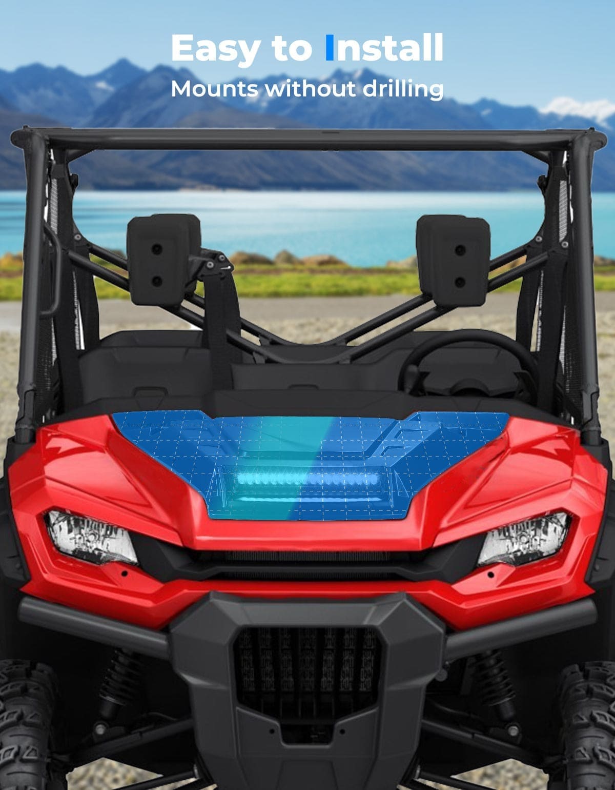 Kemimoto '16-'24 Honda Pioneer 1000 3P|5P|6P Sport Hood Scoop w/LED Spot Light