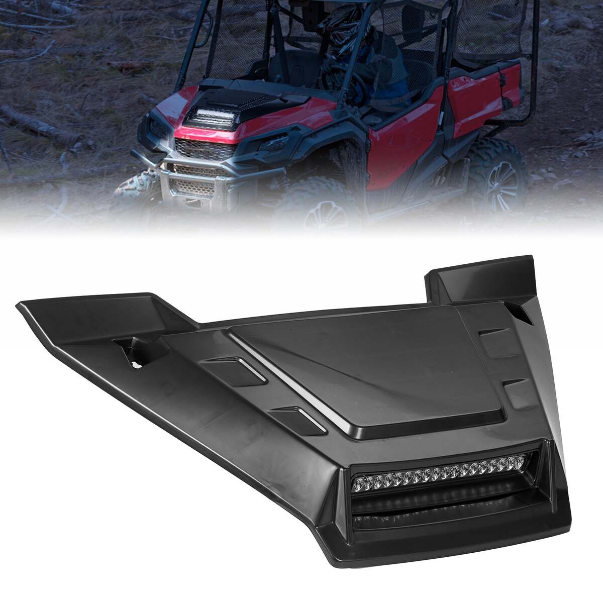 Kemimoto '16-'24 Honda Pioneer 1000 Sport Hood Scoop w/LED Light
