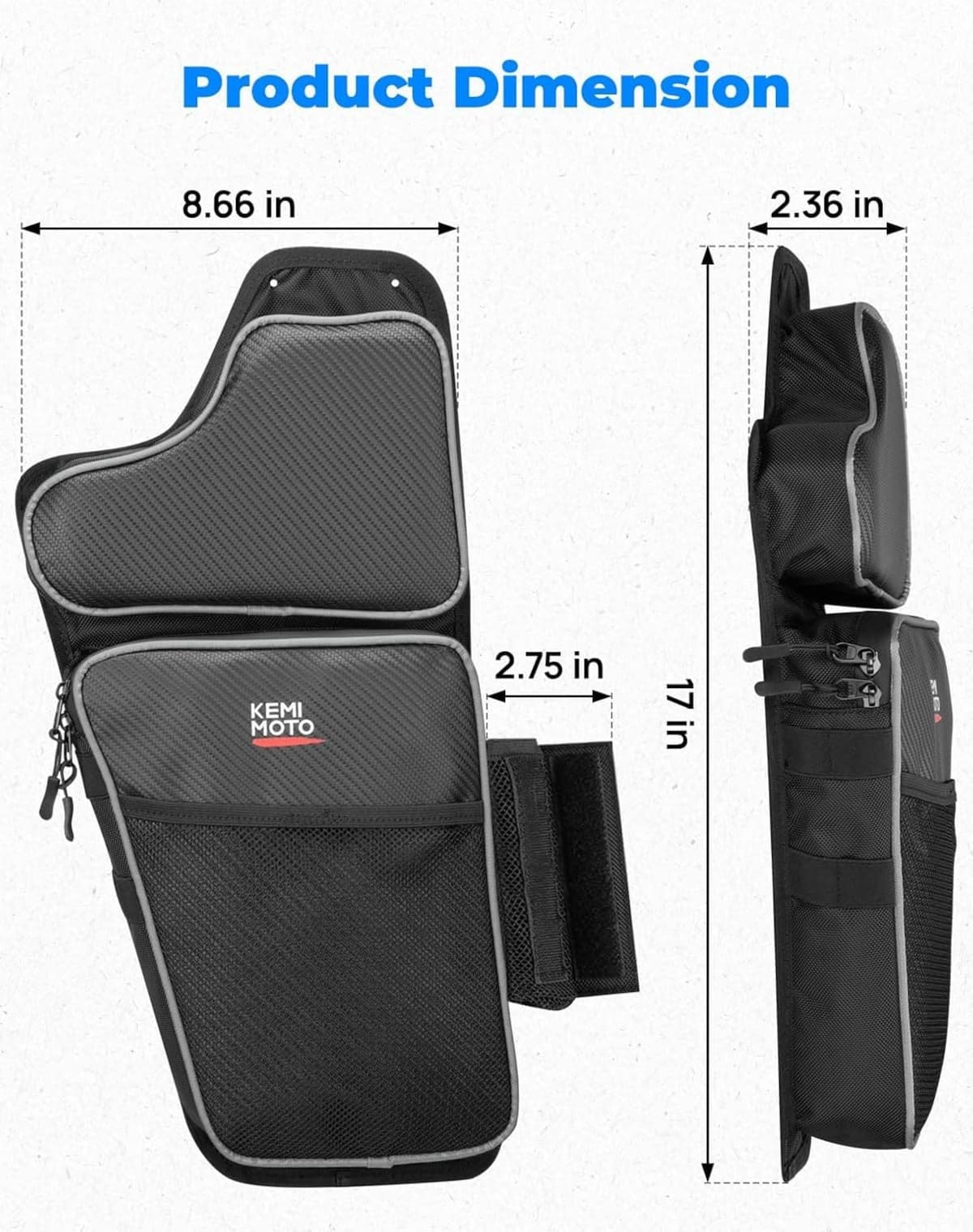 Kemimoto '16-'24 Polaris General 1000/4 1000 Front Lower Door Bags w/ Knee - 2PCS