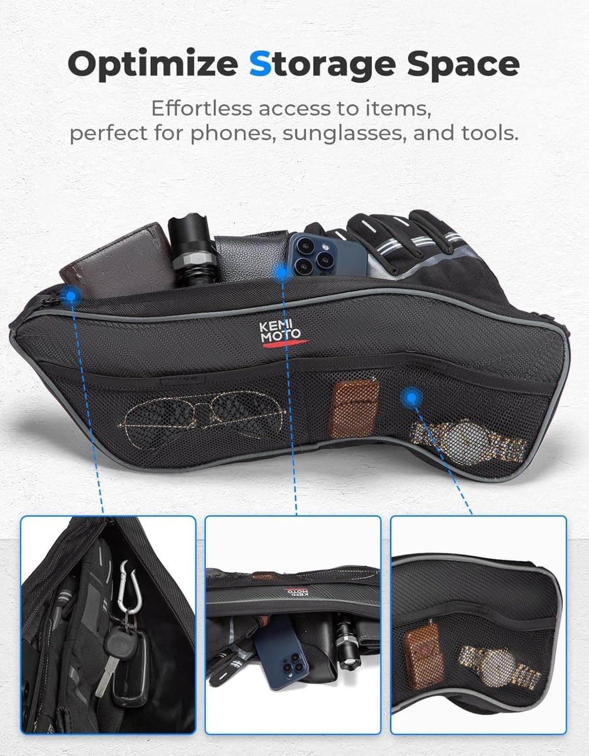 Kemimoto '16-'24 Polaris General 1000/4 1000 Front Upper Door Bags - 2PCS