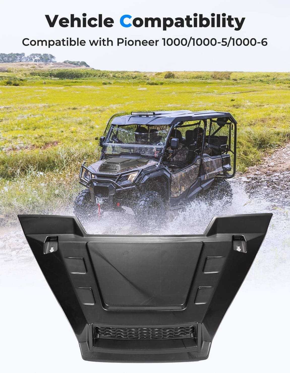 Kemimoto '16-'25 Honda Pioneer 1000-6 Sport Hood Scoop with Mesh