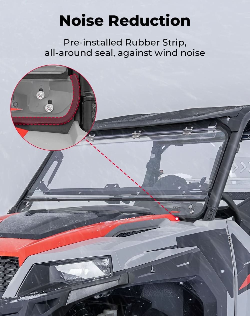 Kemimoto '16-'25 Polaris General XP 1000 3-In-1 Front Flip Windshield