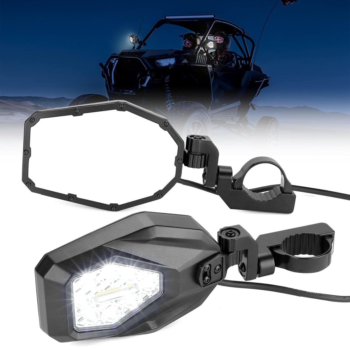 Kemimoto '17-'20 Can-Am Maverick X3 Mirrors w/ LED Turn Signal Lights