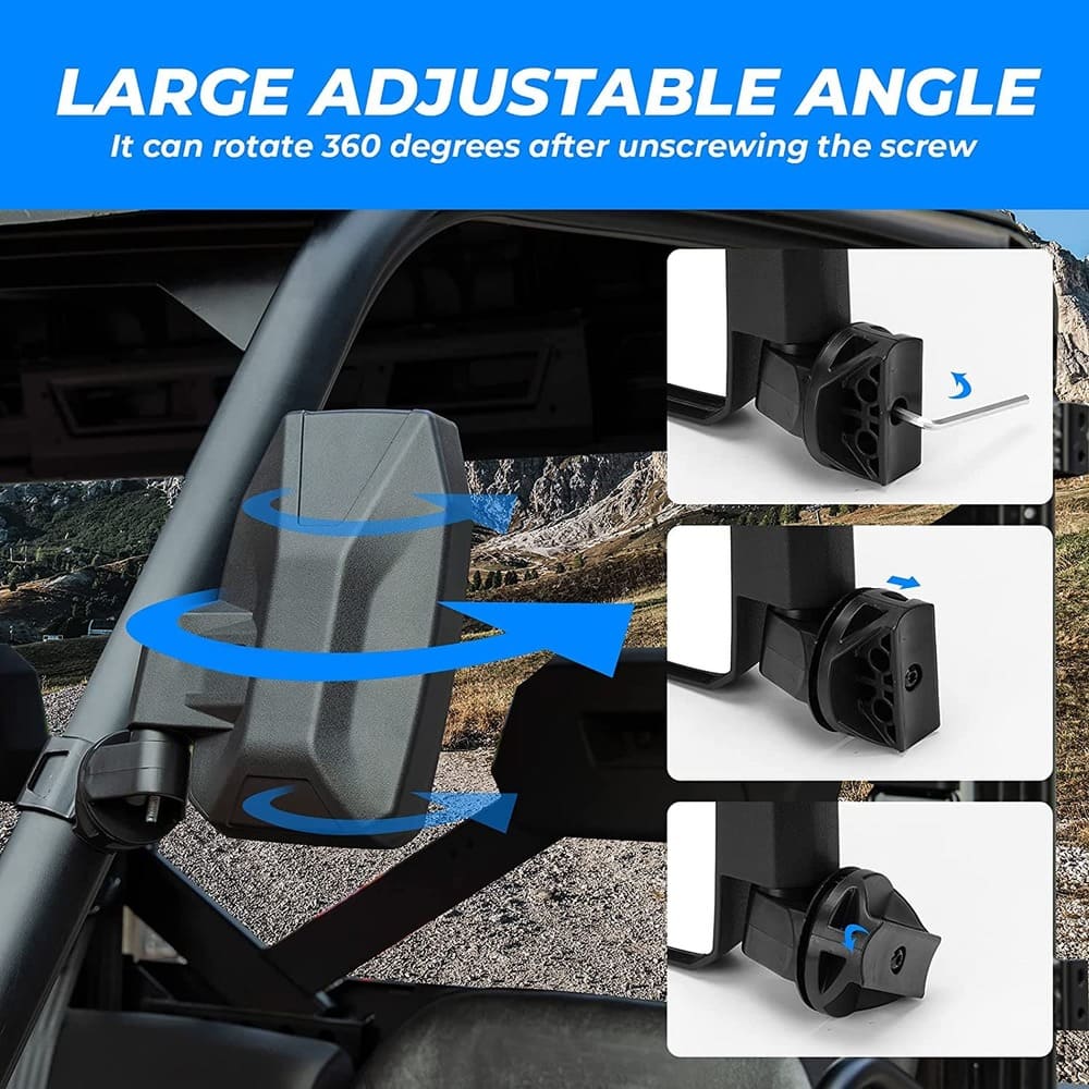 Kemimoto Polaris Ranger XP 1000 Pro Fit Wide UTV Side Mirrors  - 1 Pair