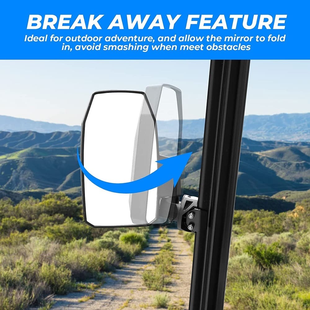 Kemimoto Polaris Ranger XP 1000 Pro Fit Wide UTV Side Mirrors  - 1 Pair