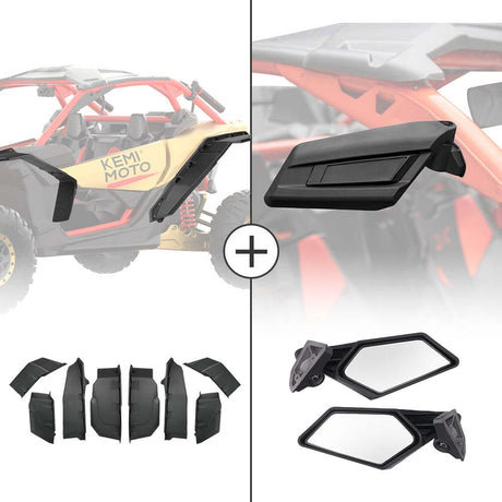 Kemimoto '17-'23 Can-Am Maverick X3 Extended Fender Flares & Side Mirrors