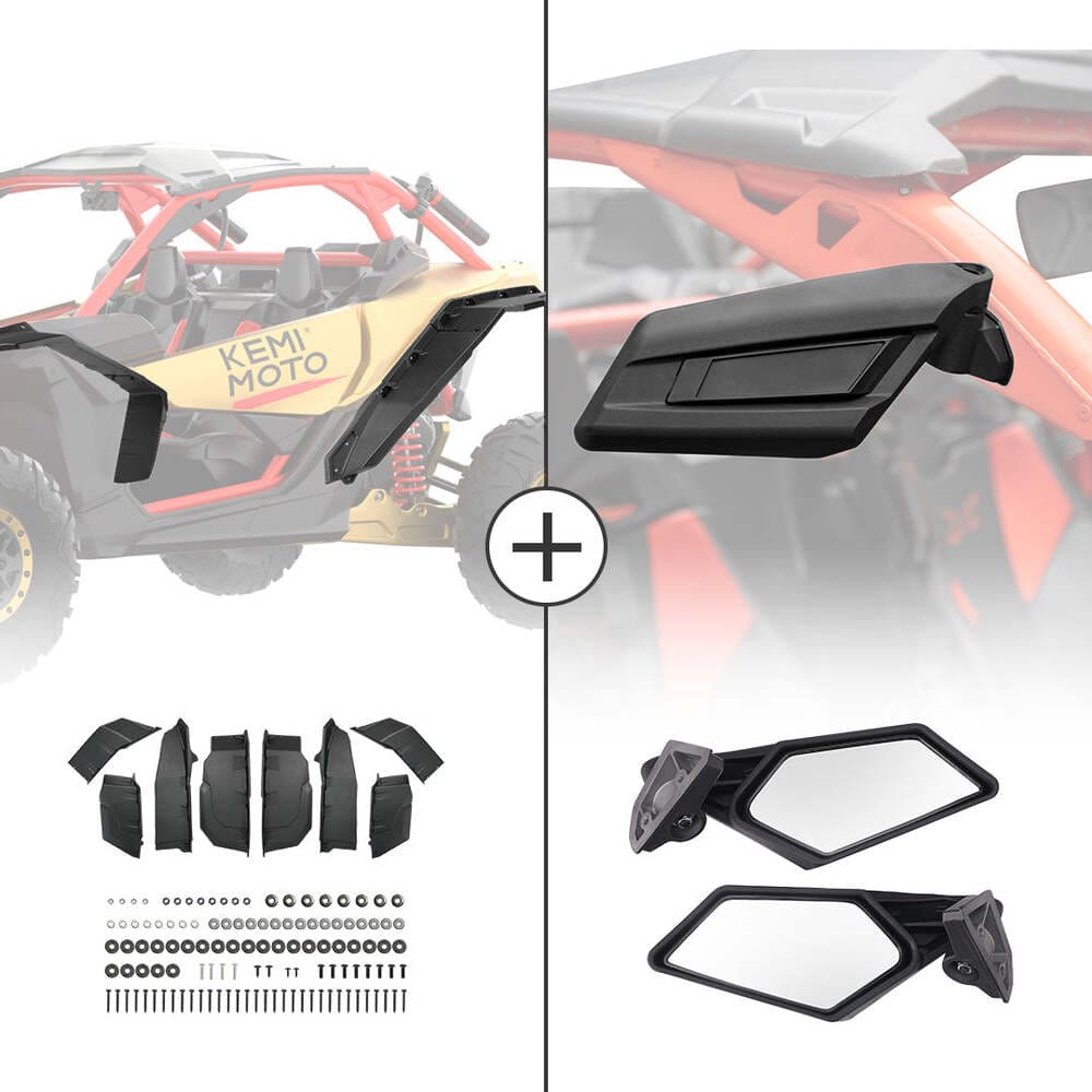 Kemimoto '17-'23 Can-Am Maverick X3 Extended Fender Flares & Side Mirrors