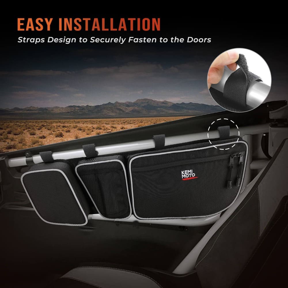 Kemimoto '17-'23 Can-Am Maverick X3 Front Door Storage Bags & Spare Tire Mount