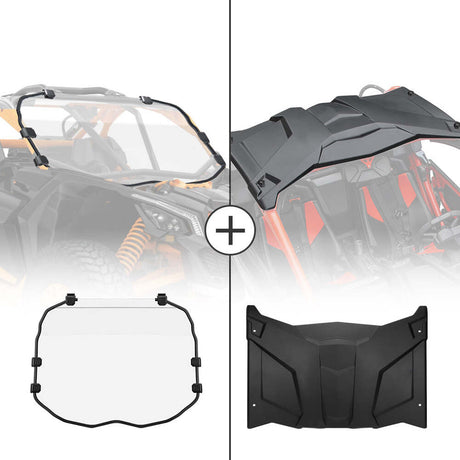Kemimoto '17-'23 Can-Am Maverick X3 Full Windshield & Hard Roof