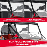 Kemimoto '17-'23 Polaris Ranger 1000 /XP 1000 2-In-1 Flip Up Windshield