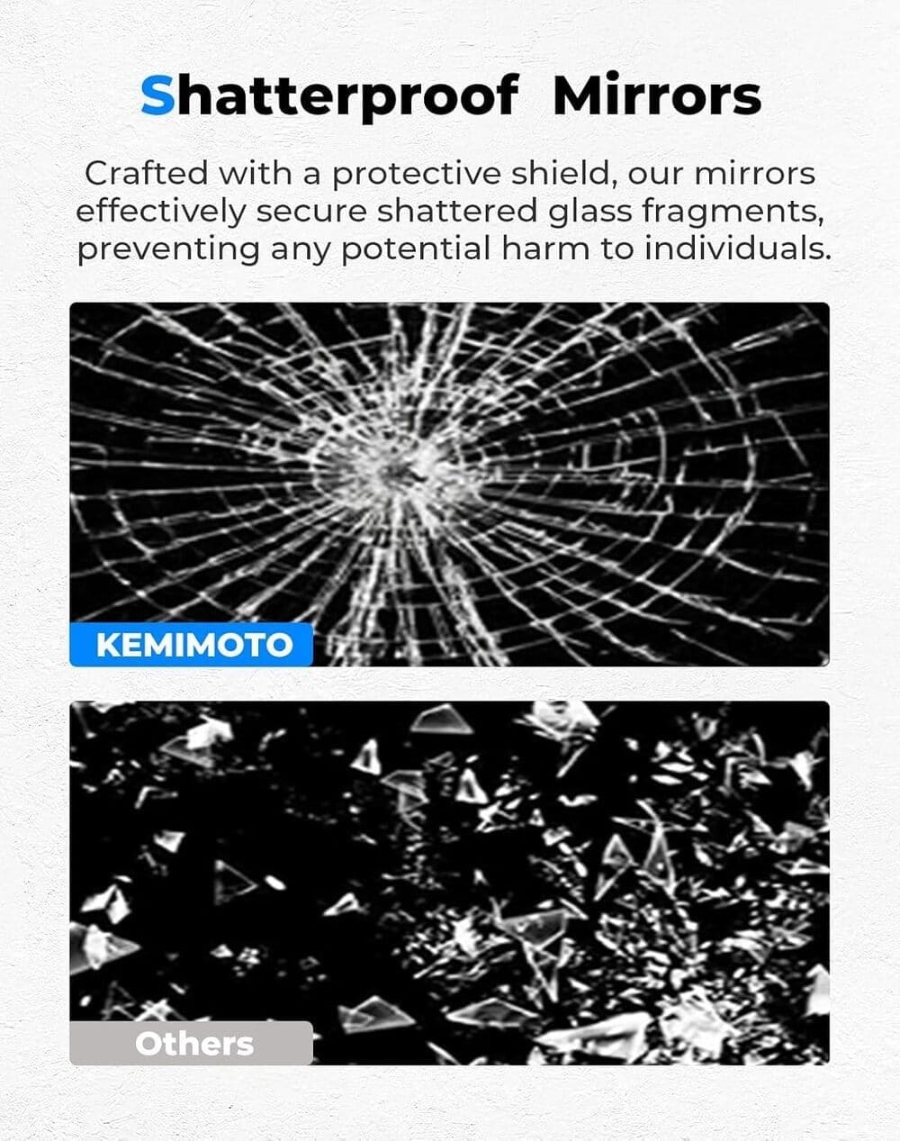 Kemimoto '17-'23 Polaris Ranger XP 1000/Crew UTV Rear View Mirror