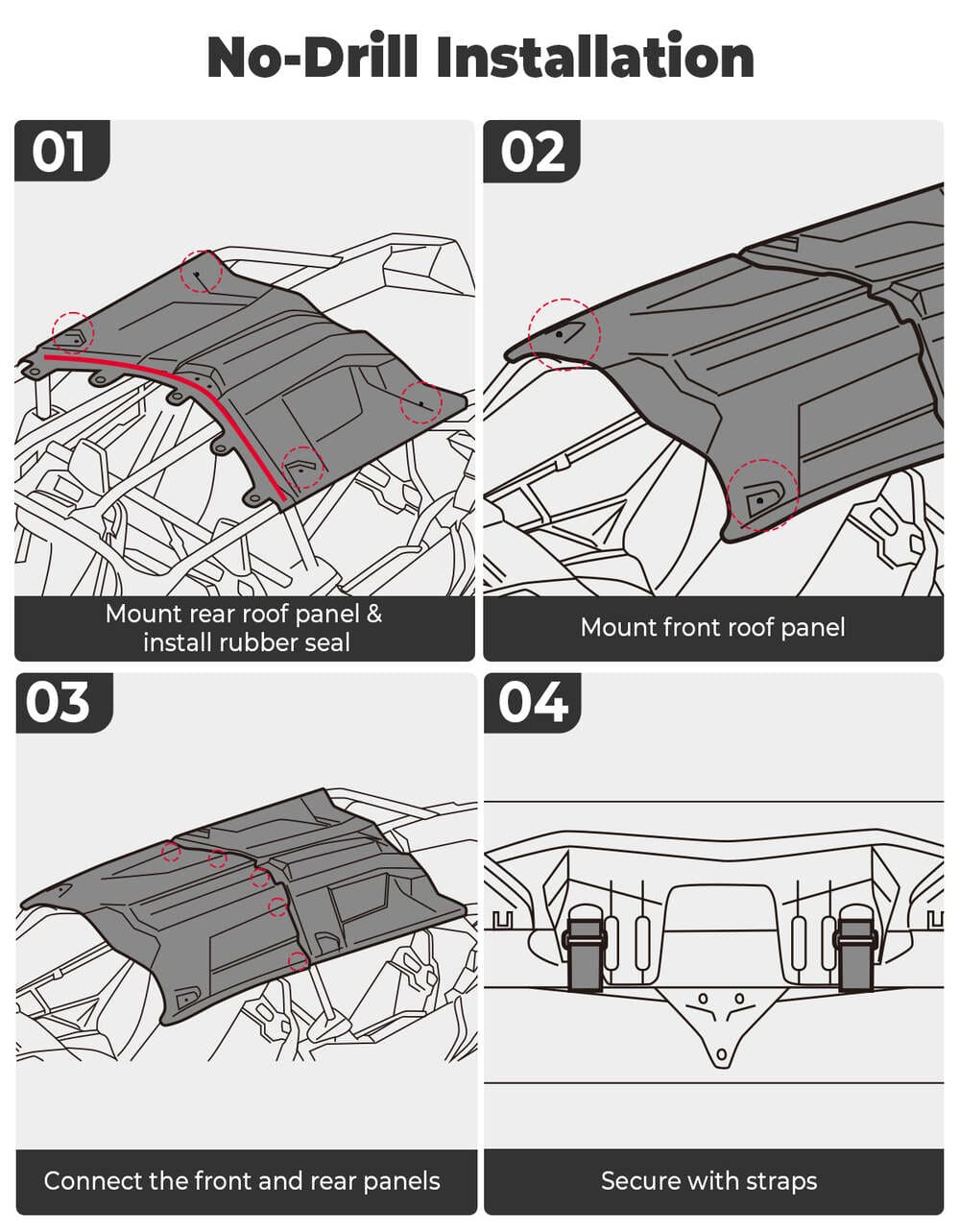Kemimoto '17-'24 Can-Am Maverick X3 Max 4 Seat Sport Hard Roof