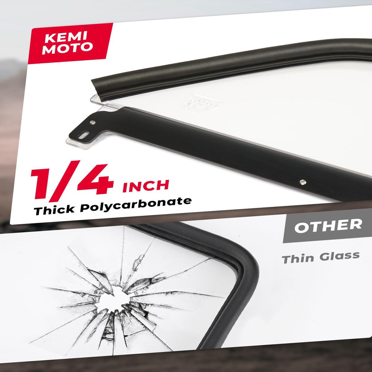 Kemimoto '17-'24 Can-Am Maverick X3 Upgraded Scratch Resistant Flip Windshield