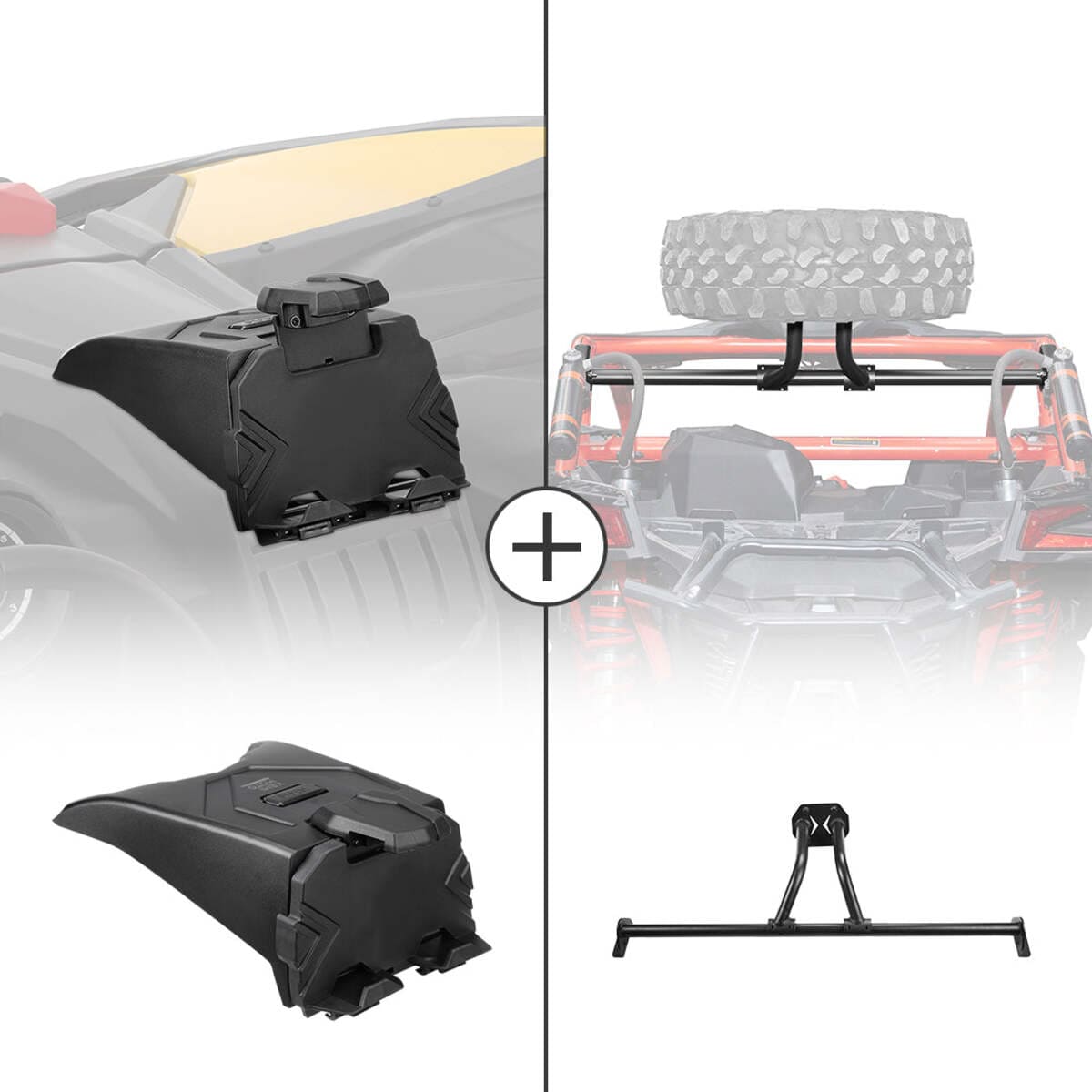 Kemimoto '17-'24 Can-Am Maverick X3 Tablet Holder & Spare Tire Carrier