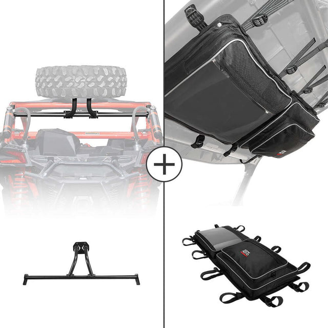 Kemimoto '17-'25 Can-Am Maverick X3 Max Center Storage Bag & Spare Tire Mount