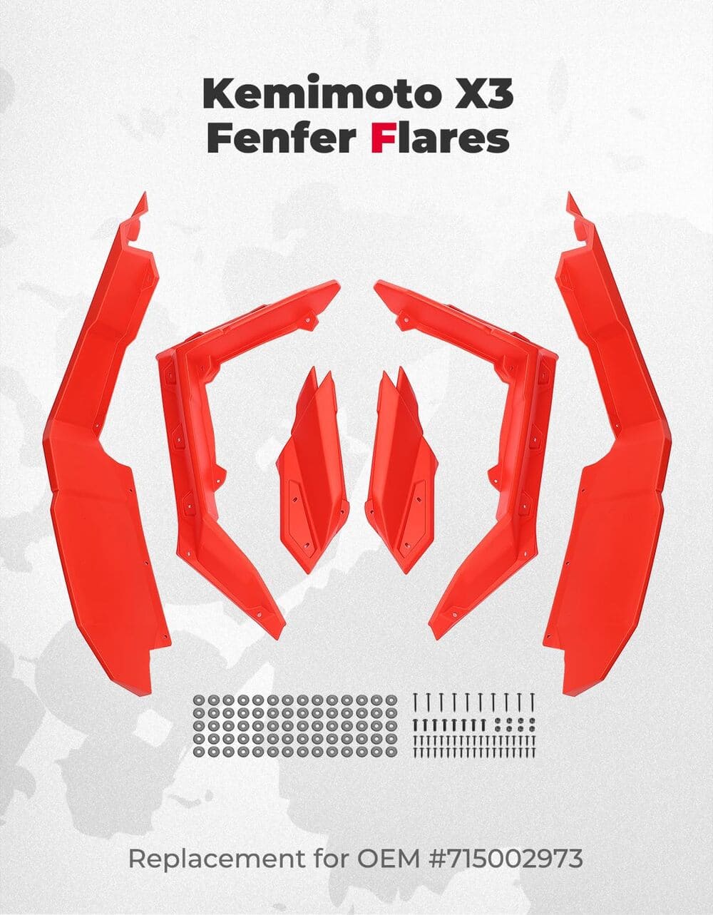 Kemimoto '17-'25 Can-Am Maverick X3 Red Fender Flares