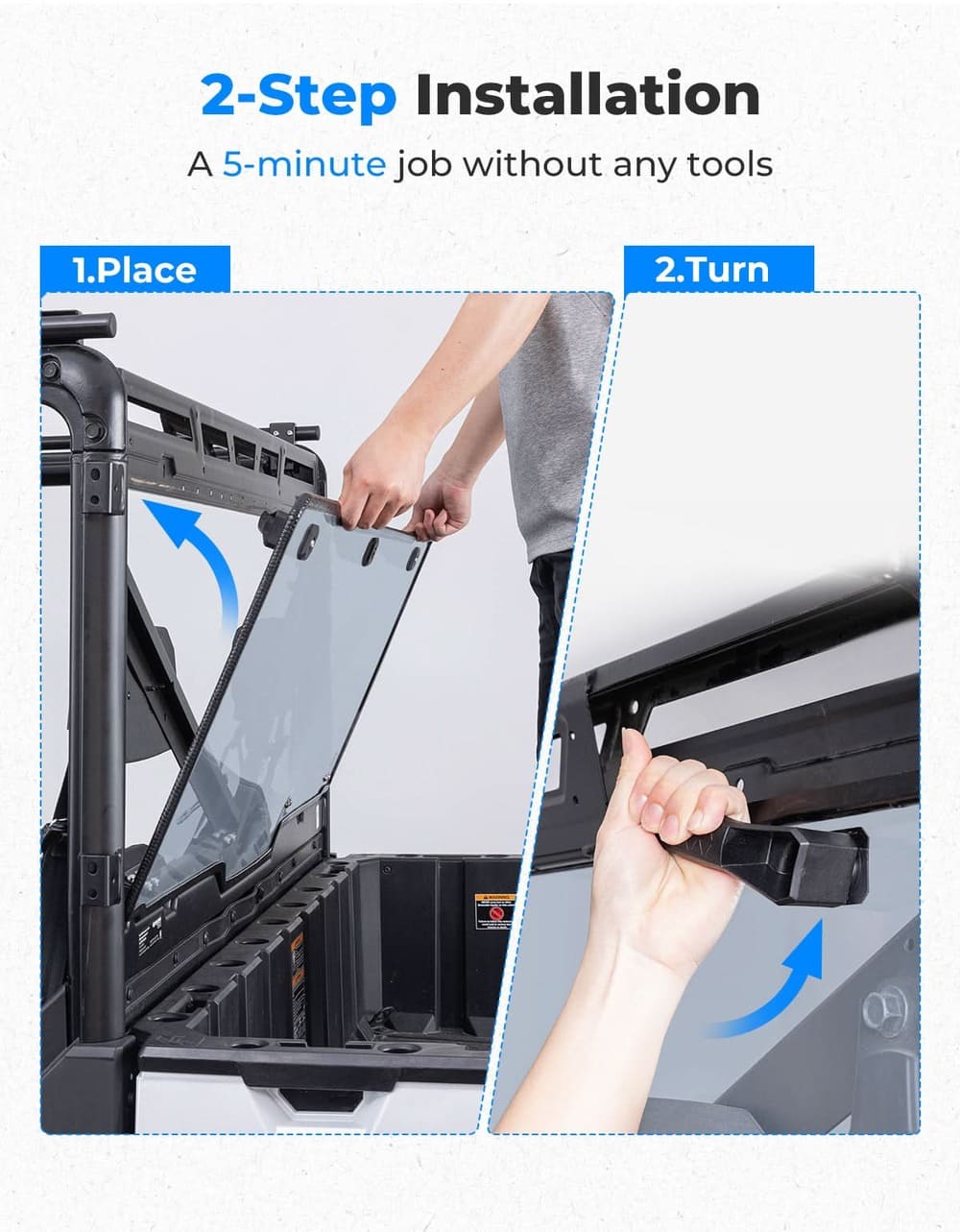 Kemimoto '17-'25 Polaris Ranger XP 1000 UTV Rear Window