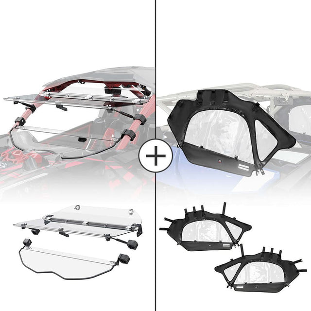 Kemimoto '17+ Can-Am Maverick X3 Flip Windshield & Soft Cab Enclosures