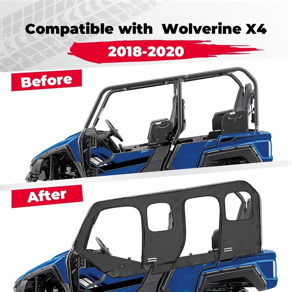 Kemimoto '18-'20 Yamaha Wolverine X4/SE Upper Doors Soft Cab Enclosure