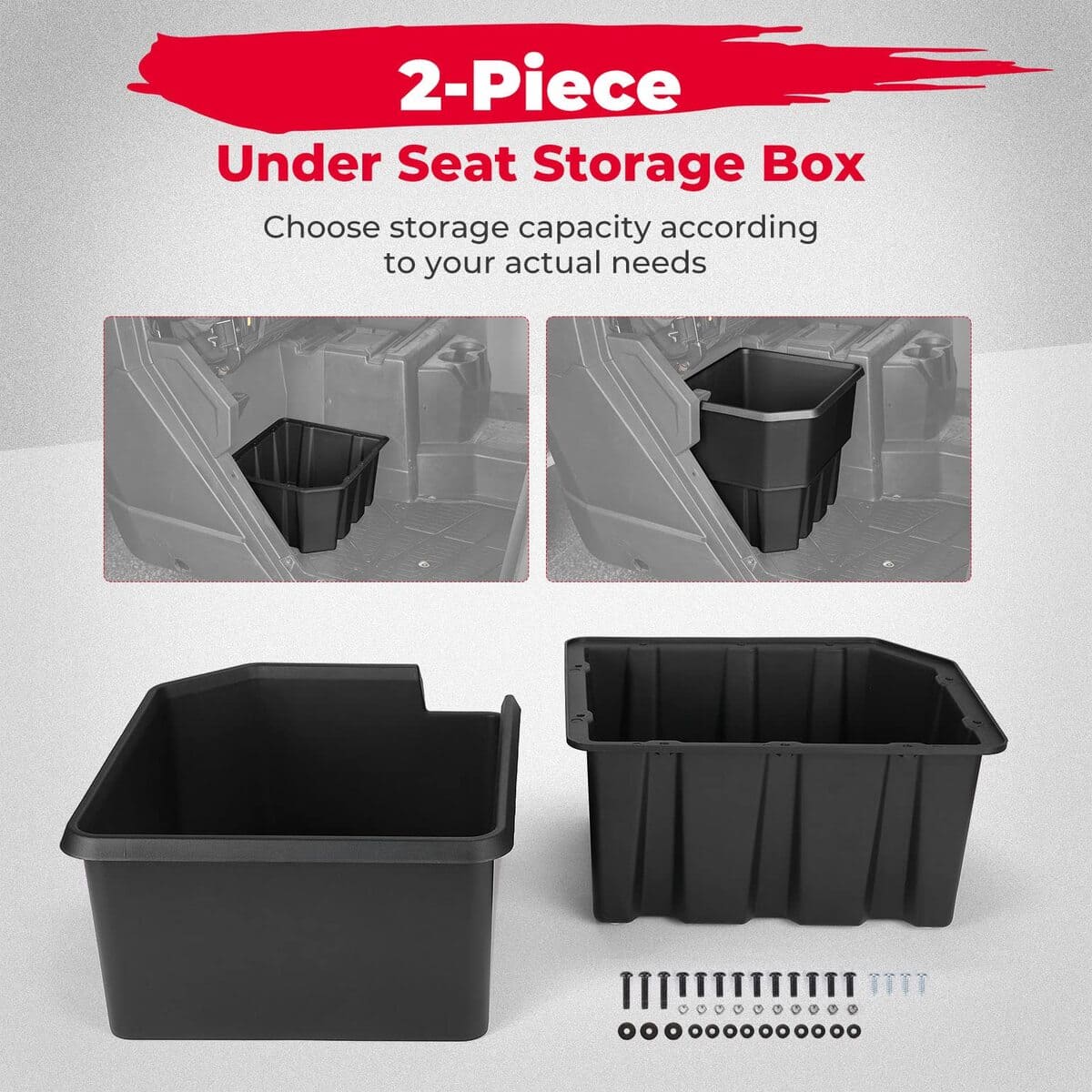 Kemimoto '18-'24 Polaris Ranger XP 1000 / Crew Under Seat Storage Box