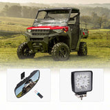 Kemimoto '18-'24 Polaris Ranger XP 1000 Rear View Mirror & 40mm Wafer Light