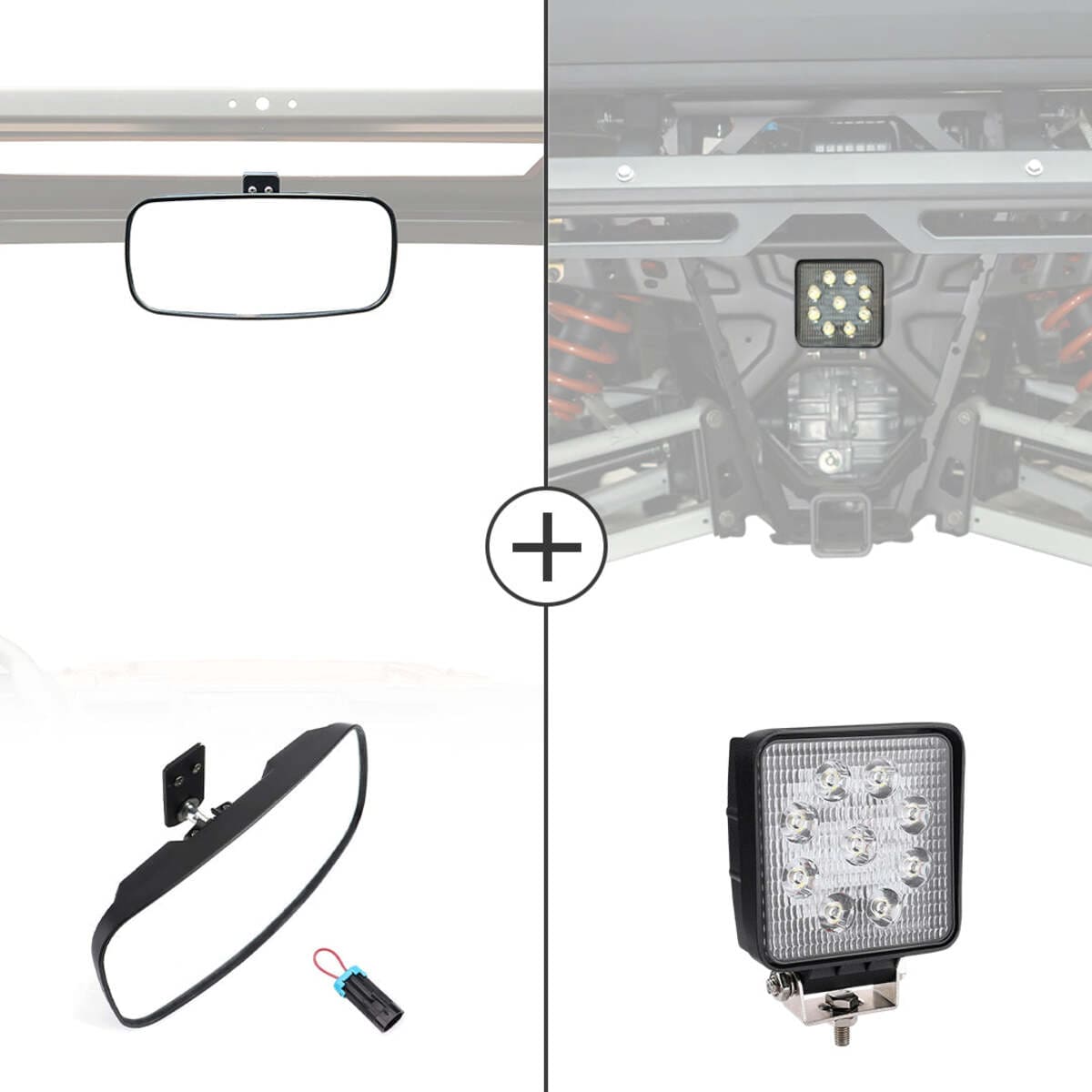Kemimoto '18-'24 Polaris Ranger XP 1000 Rear View Mirror & 40mm Wafer