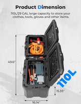 Kemimoto '18-'24 Polaris Ranger XP 1000 UTV Bed Box -29 Gallon