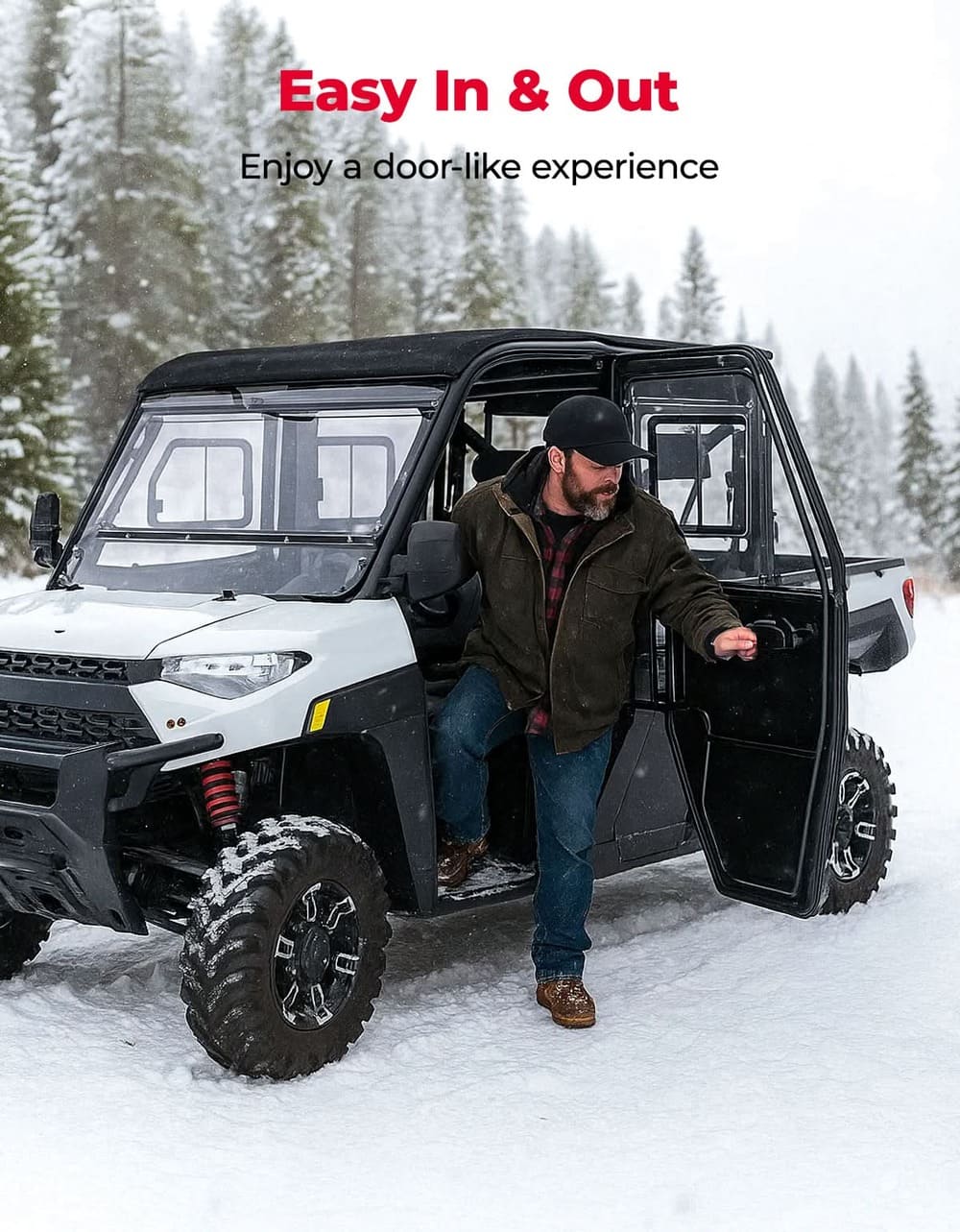 Kemimoto '18-'25 Polaris Ranger Crew XP 1000 2-in-1 Convertible UTV Doors w/ Vented Window
