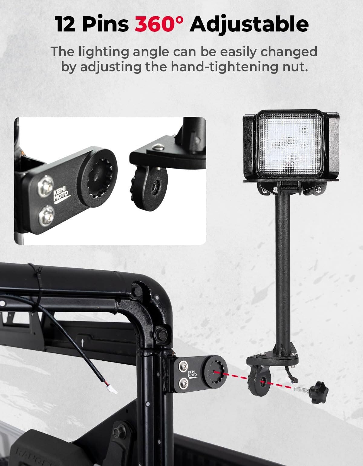 Kemimoto '18-'25 Polaris Ranger XP 1000 & XD Pro Work Light LED Spotlight