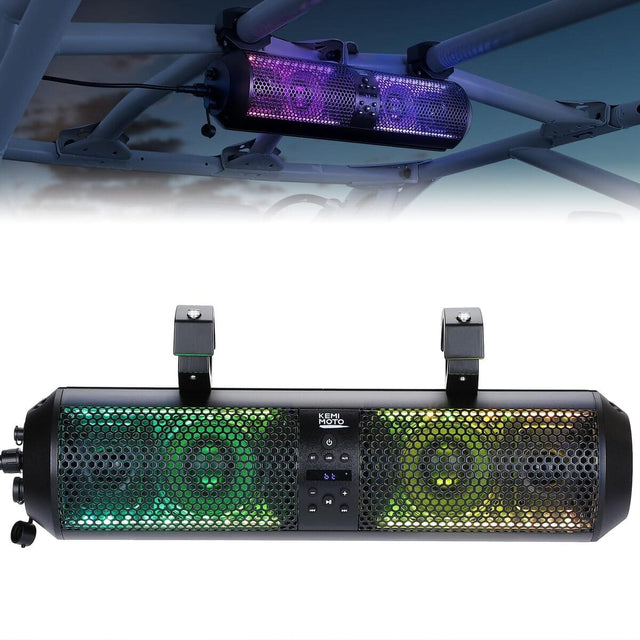 Kemimoto 18" UTV Sound Bar RGB Bluetooth w/ 1.56"-2.25" Roll Bar