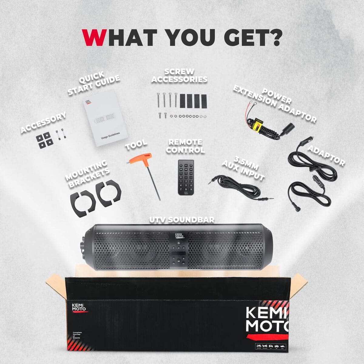 Kemimoto 18" UTV Sound Bar RGB Bluetooth w/ 1.56"-2.25" Roll Bar