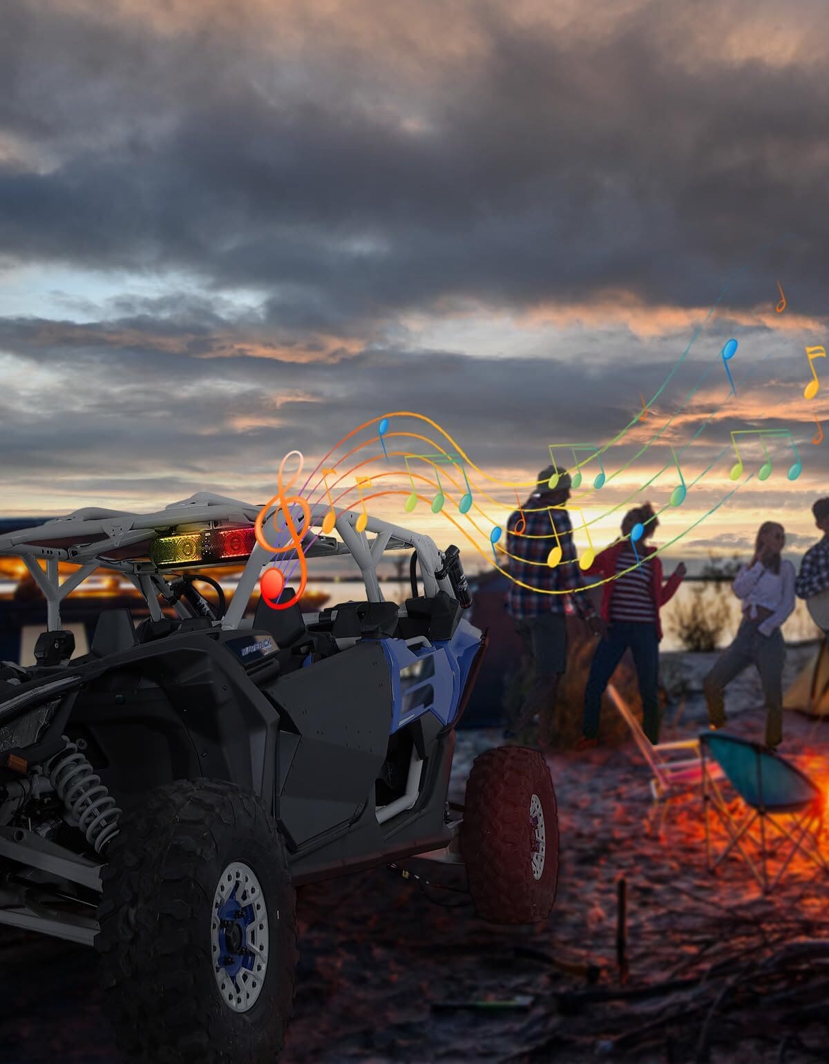 Kemimoto 18" UTV Sound Bar with RGB & Bluetooth for 1.56"-2.25" Cages