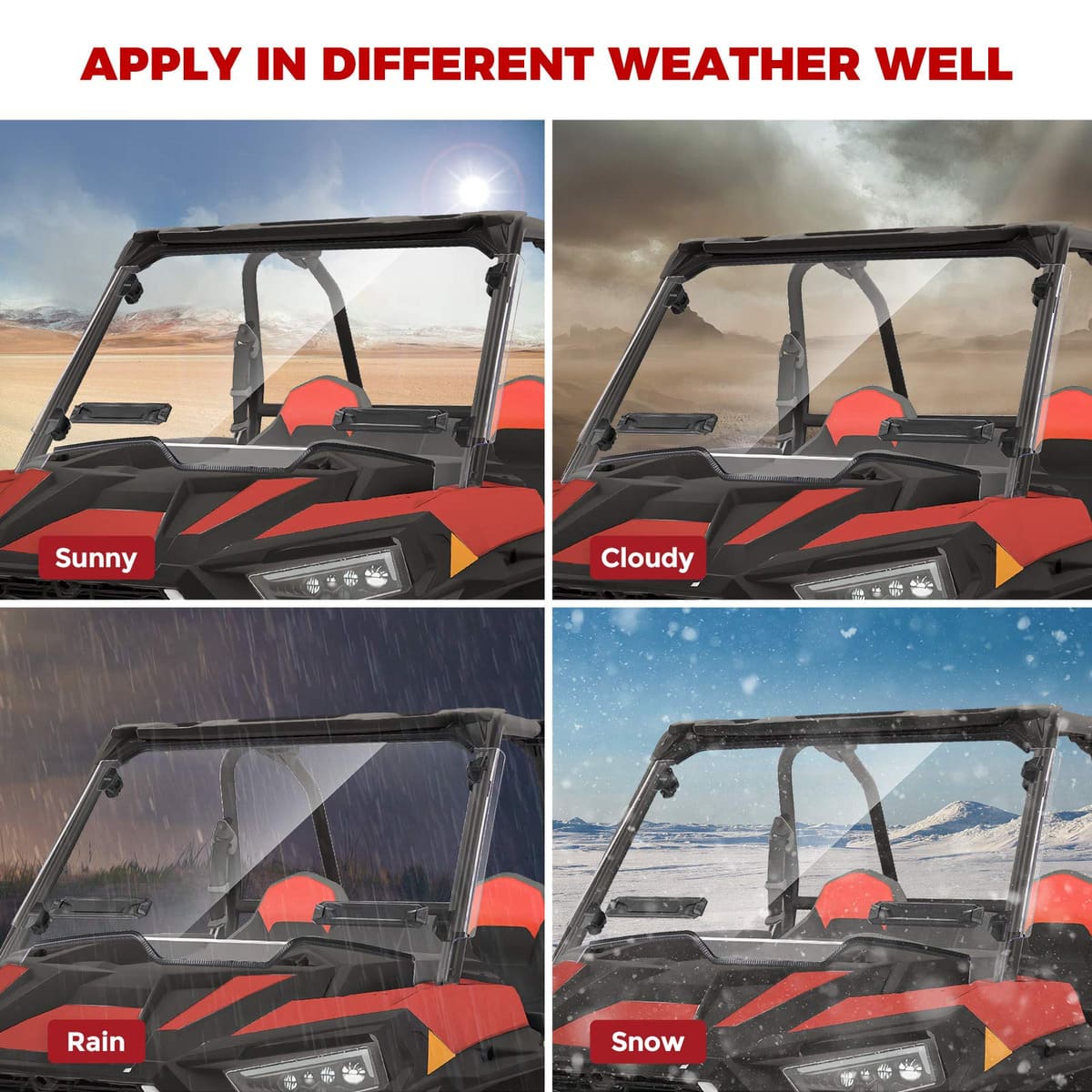 Kemimoto '19-'23 Polaris RZR XP 1000 Front Windshield w/ Adjustable Vents