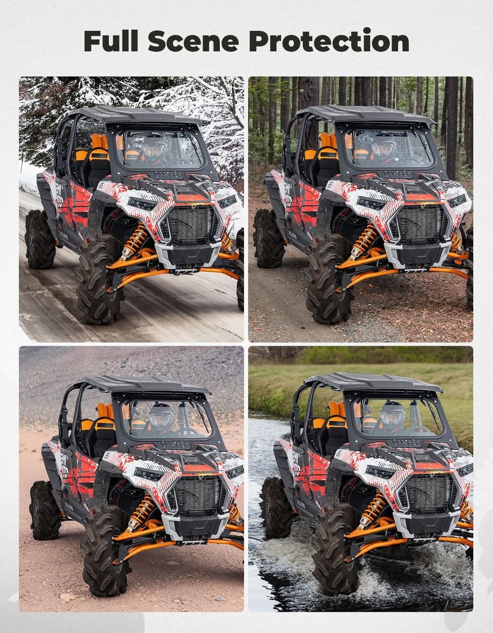 Kemimoto '19-'23 Polaris RZR XP 1000 Glass Windshield w/ 2 Manual Wipers